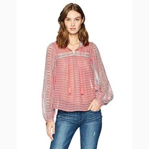 Lucky Brand Border Print Peasant Top Medium.